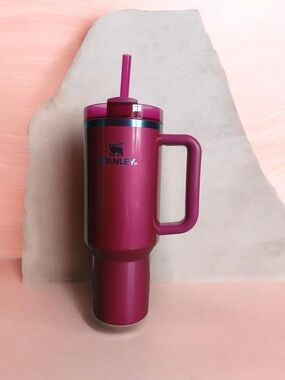 Stanley Pink-Magenta Insulated Travel Tumbler with Handle and Straw